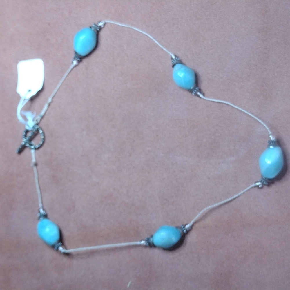 19" Sterling silver, Amazonite and Quartz Necklace